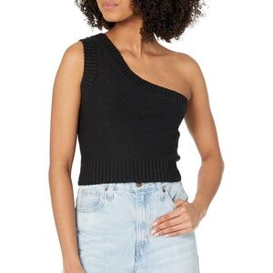 Madewell, Textural-Knit One-shoulder Sweater Tank, black color, size XS